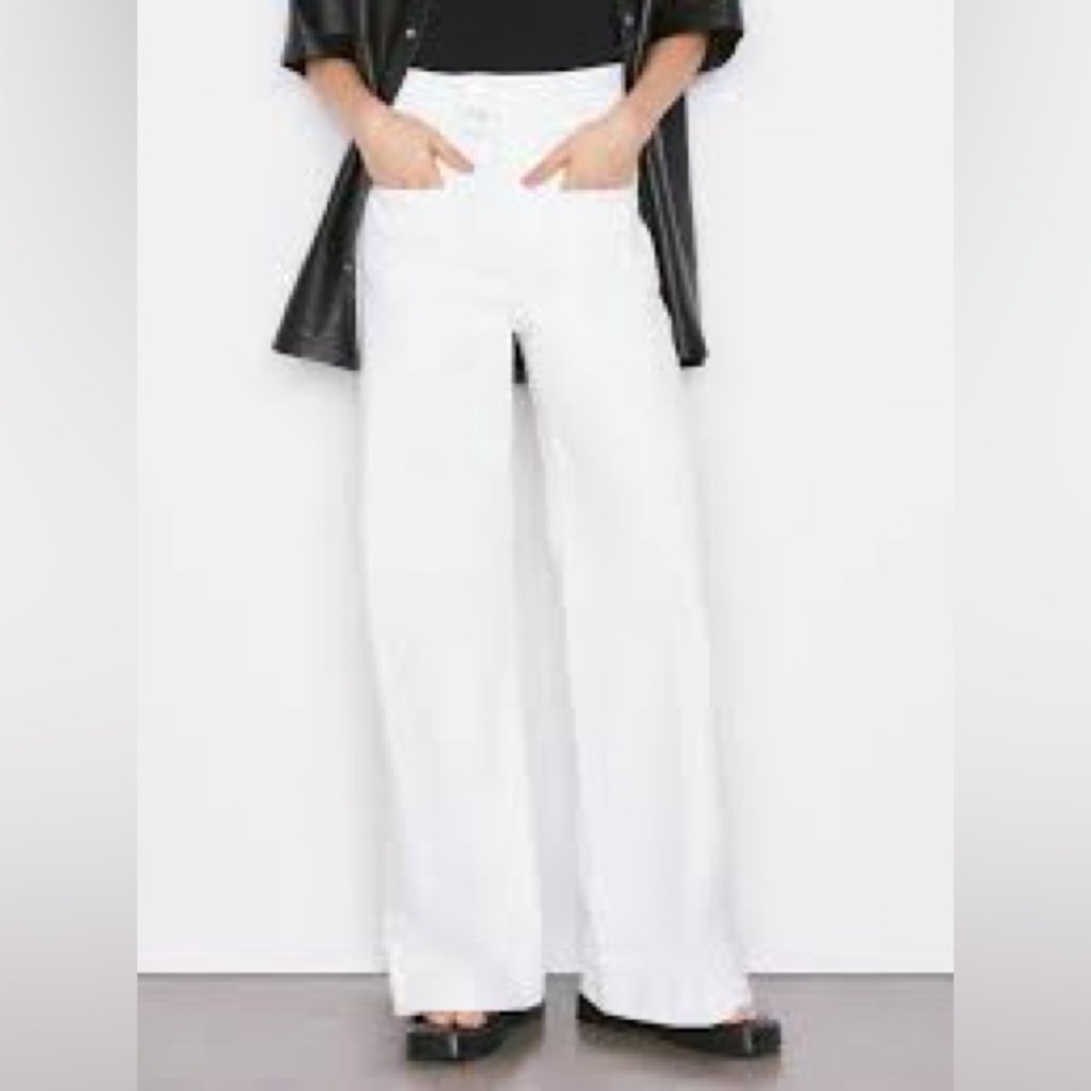 Frame Denim White Pants with Branded Waist Label
